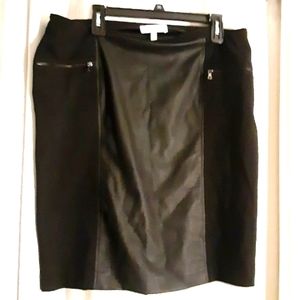 Ellen Tracy sz 14 black skirt leather  polyester hidden zip side
